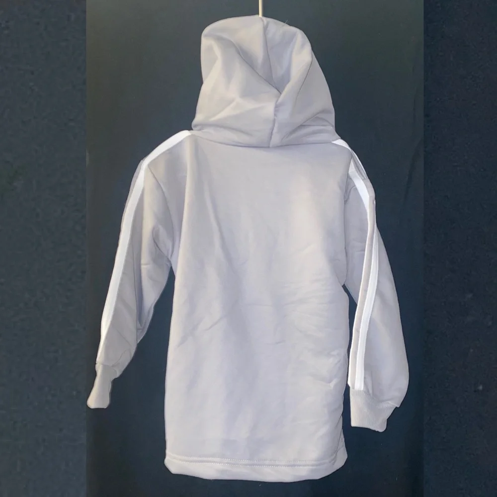 💞 New Little Boys Size 4 Grey Hoodie With White Stripes